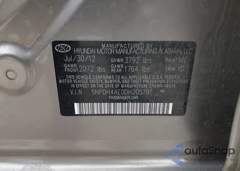 2013 Hyundai Elantra Limited z USA, uszkodzony, nr VIN 5NPDH4AE0DH205791